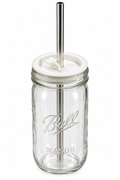 32 oz. Mason Jar with lid and straw
