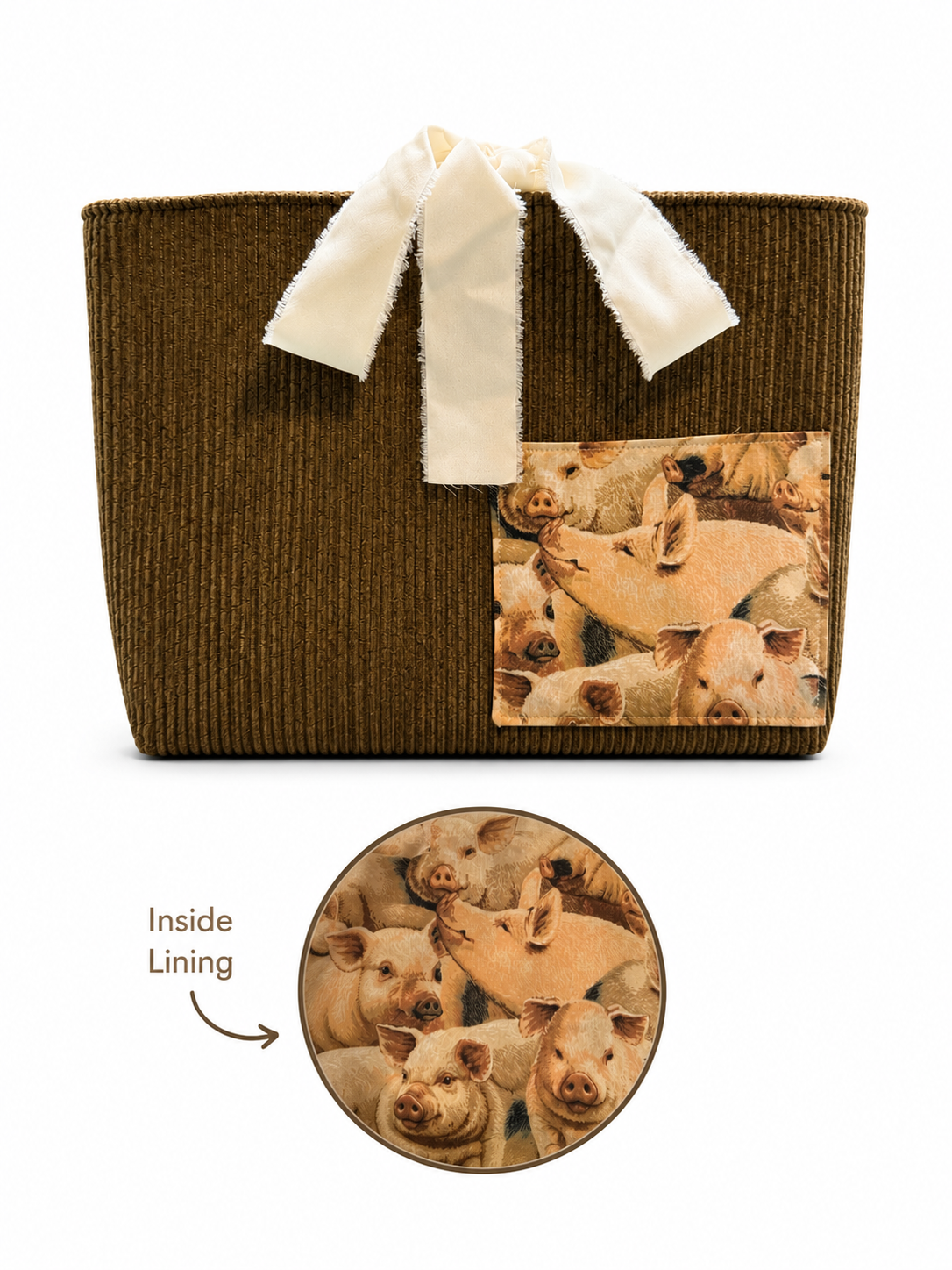Book Tote - Piggy Pocket