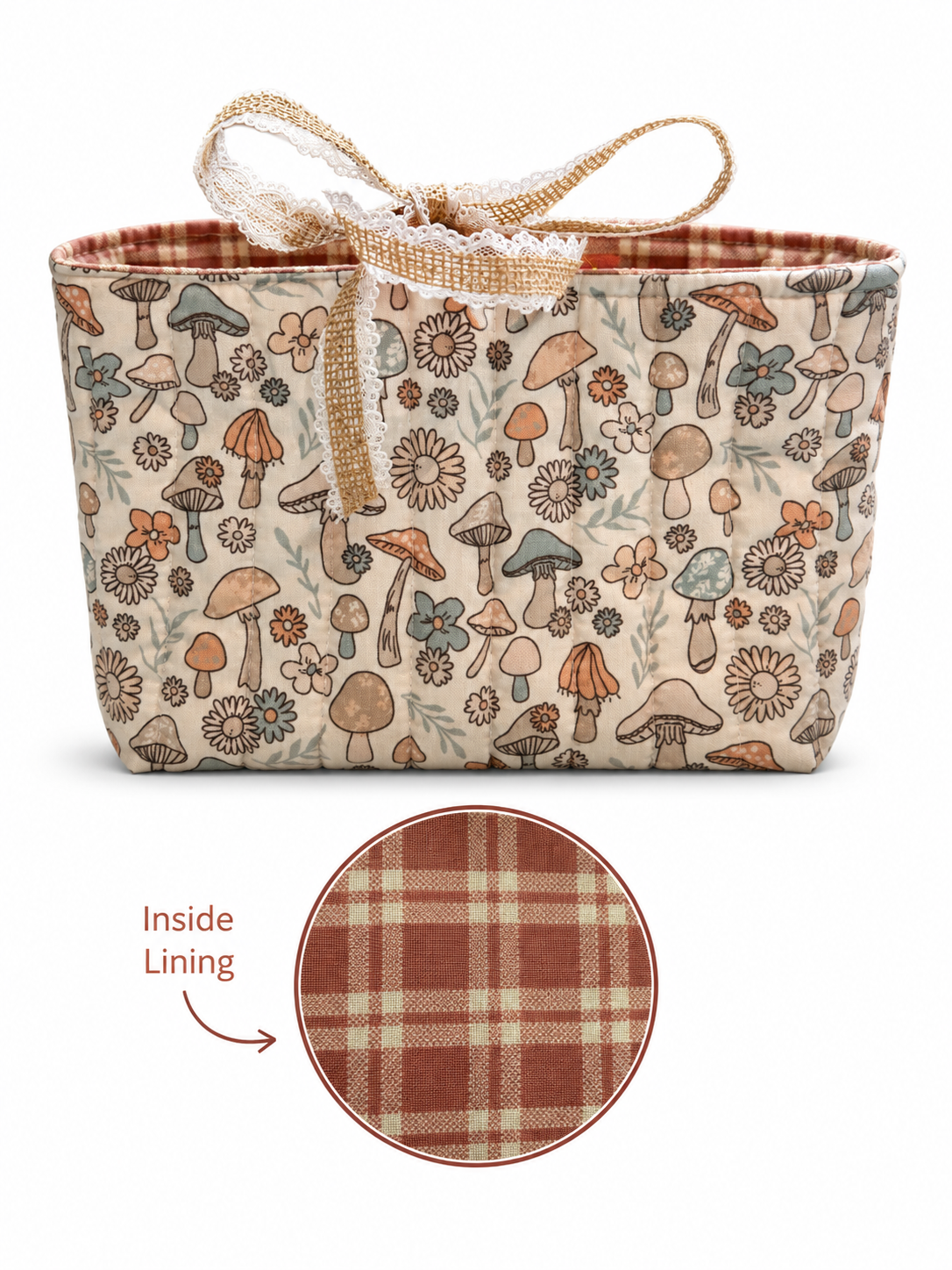 Book Tote - Small Mushroom Meadow