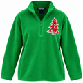 Paws Around the Christmas Tree Lands’ End Green Quarter-Zip Fleece, Size Large