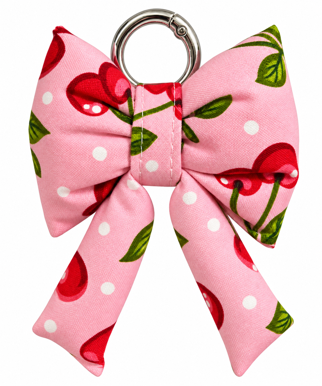 Cherry Pop Bow Charm Keychain