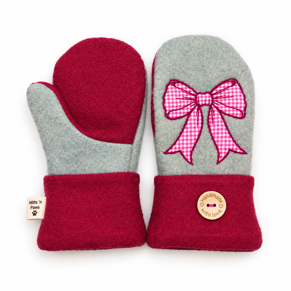 Gingham & Bows Mittens Adult Medium