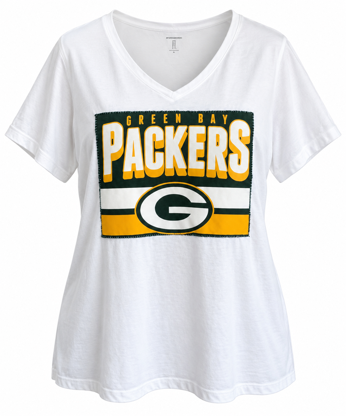Game Day Reclaimed Packers White V-Neck Tee, Size XL