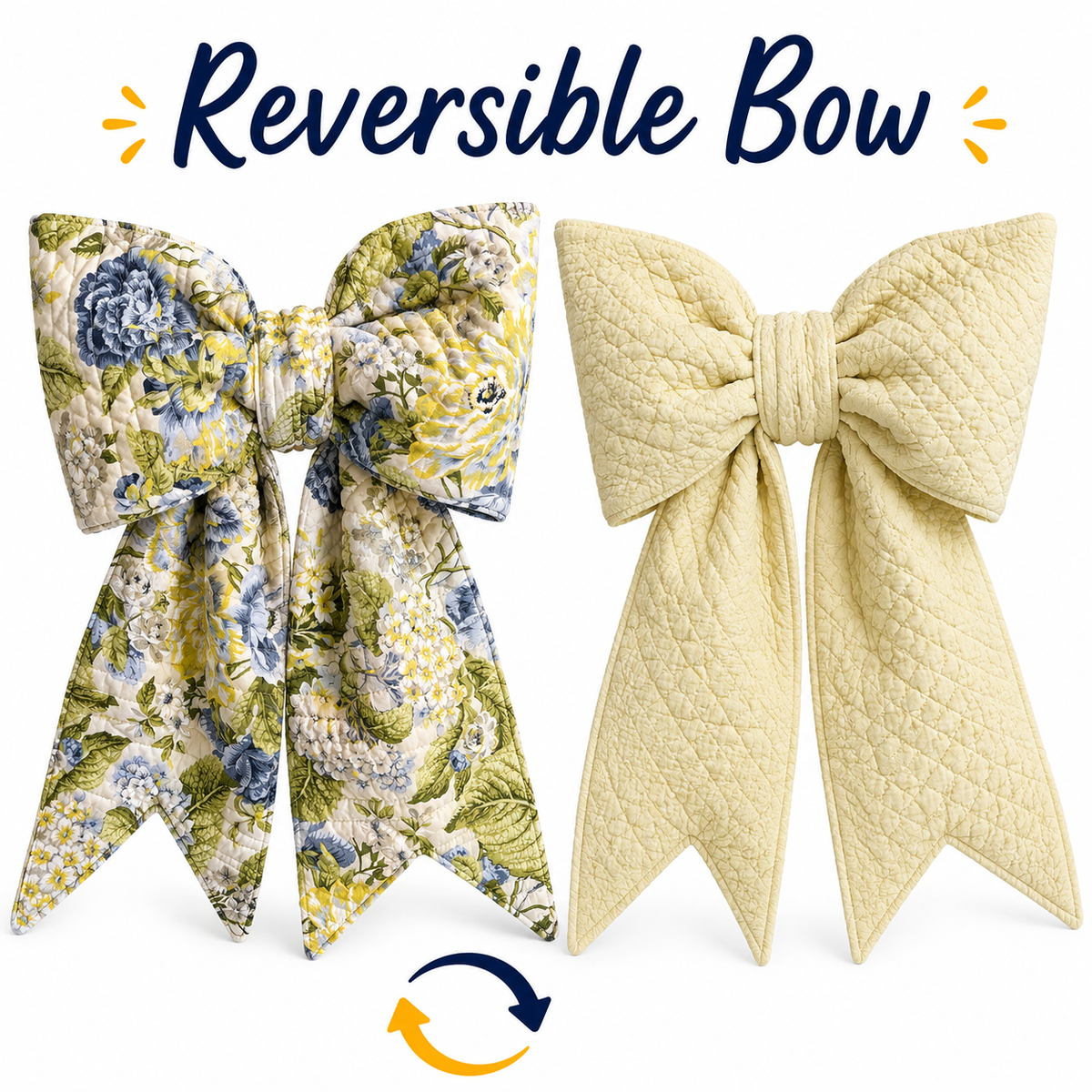 Reversible Oversized Fabric Bows - Yellow Meadow