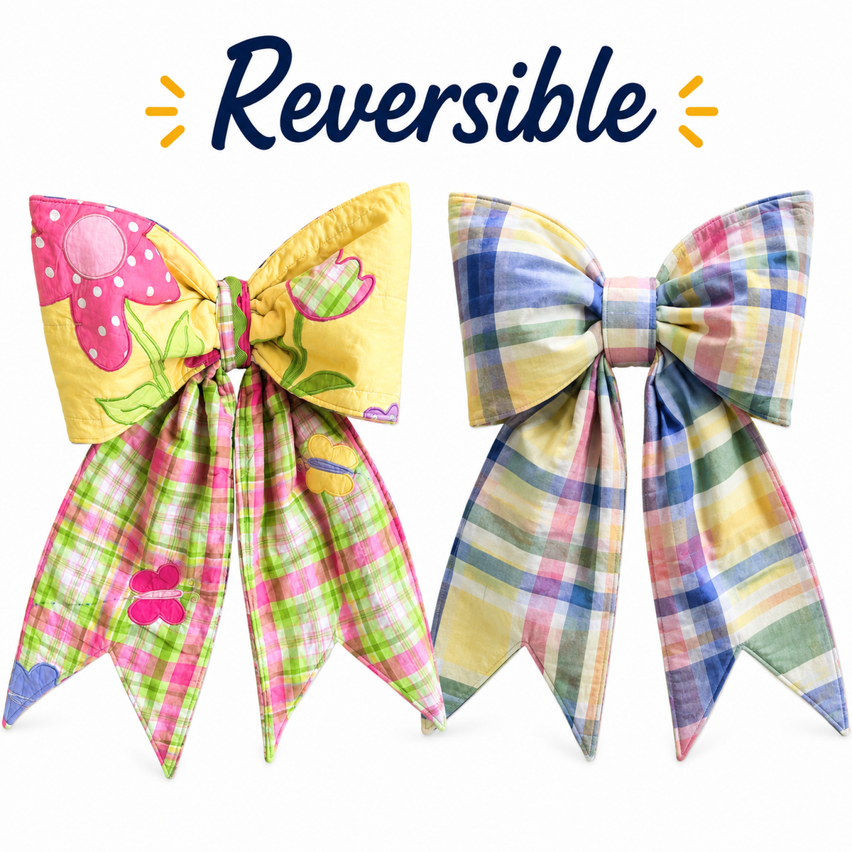 Reversible Oversized Fabric Bows - A Plaid Moment