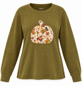 Old Navy Army Green Pumpkin Long-Sleeve Waffle Top – Size XL