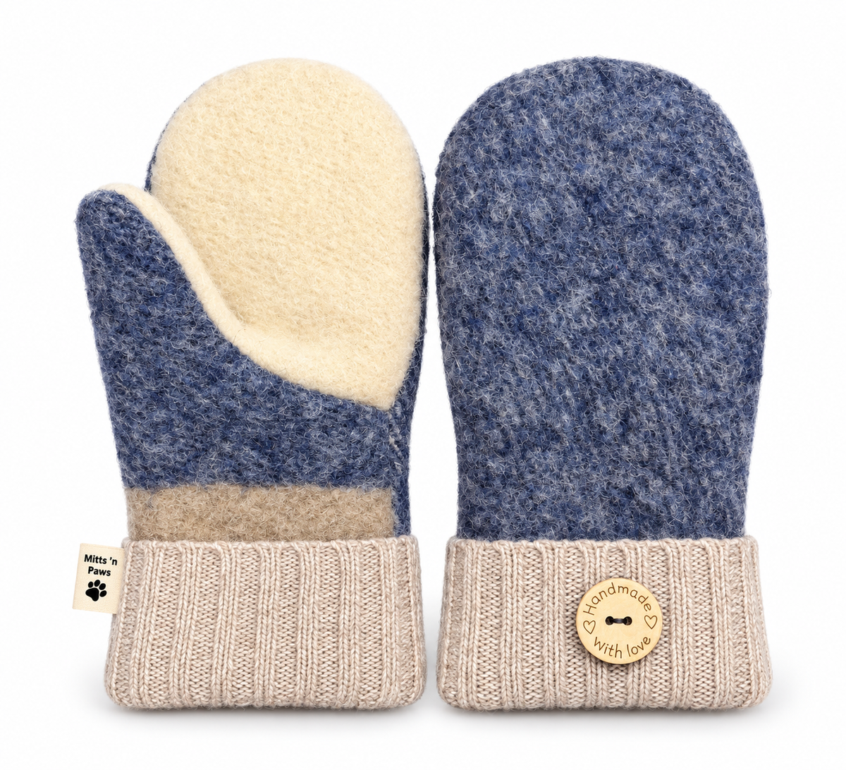 Blueberry Frost Wool Mittens – Adult Medium