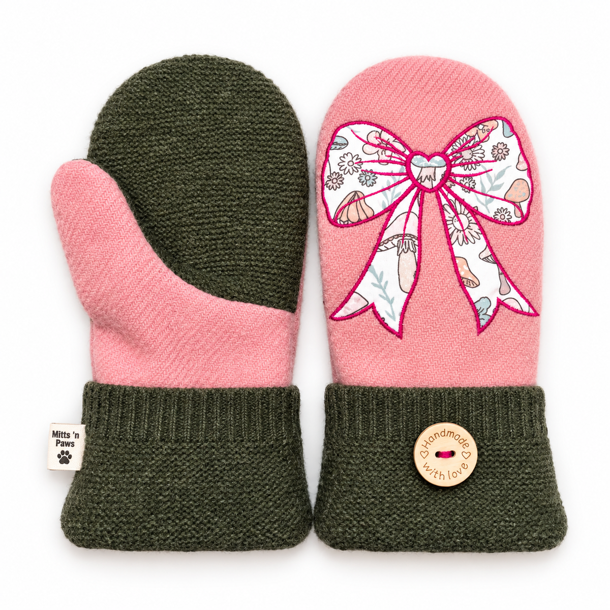 Woodland Whimsy Bow Mittens Adult Medium