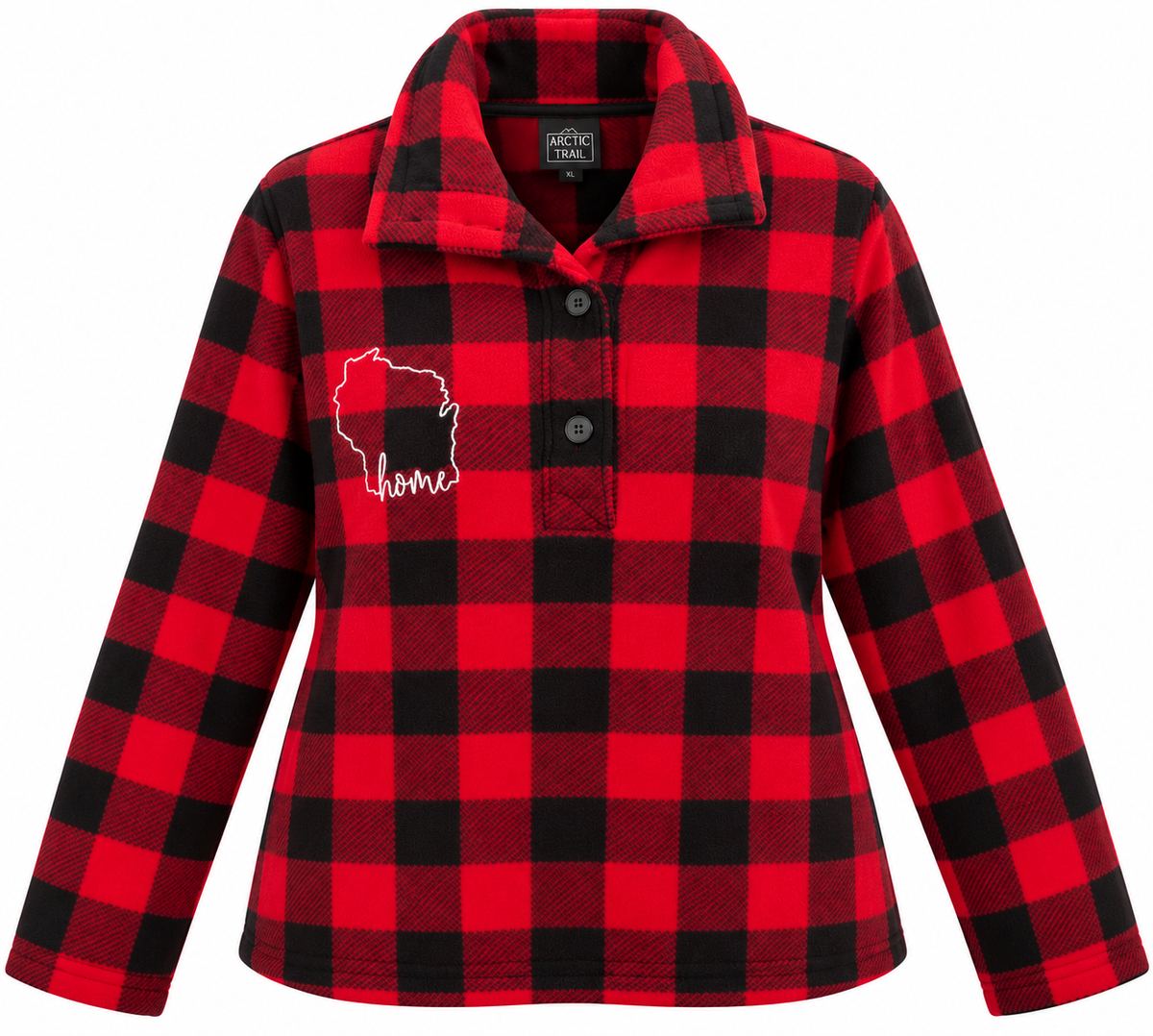 Home Sweet Wisconsin American Living Buffalo Plaid Fleece, Size XL