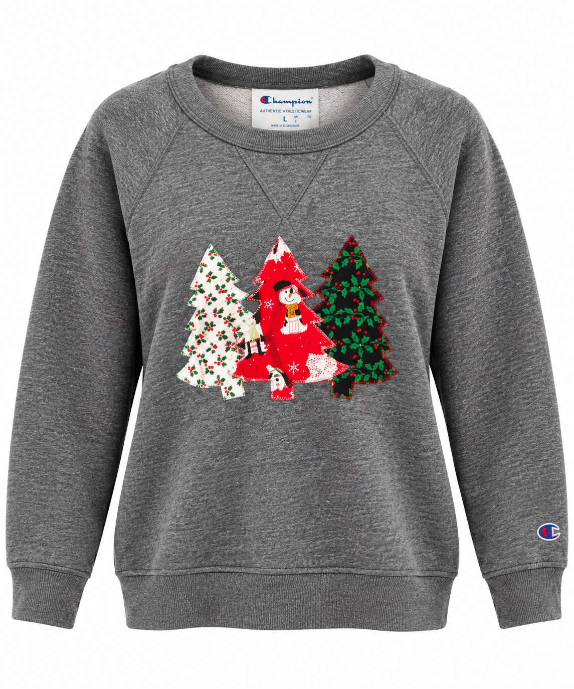 Merry Mutts Christmas Trees Champion Crewneck Sweatshirt, Size Medium