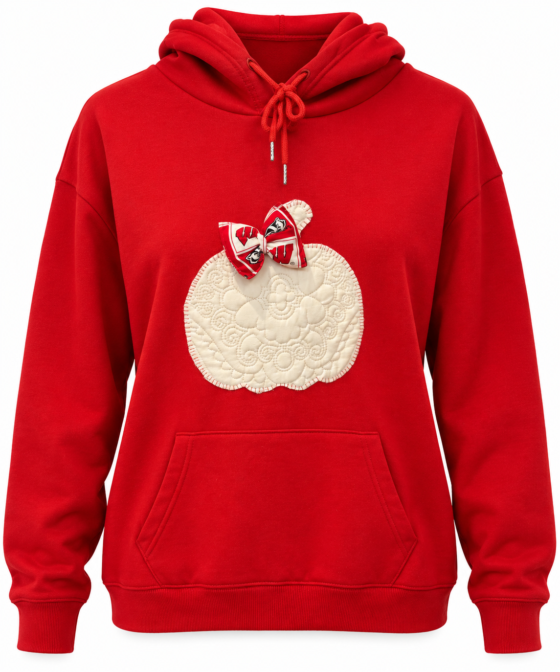 Wisconsin Badgers Upcycled Quilt Pumpkin Hoodie – Women’s Large